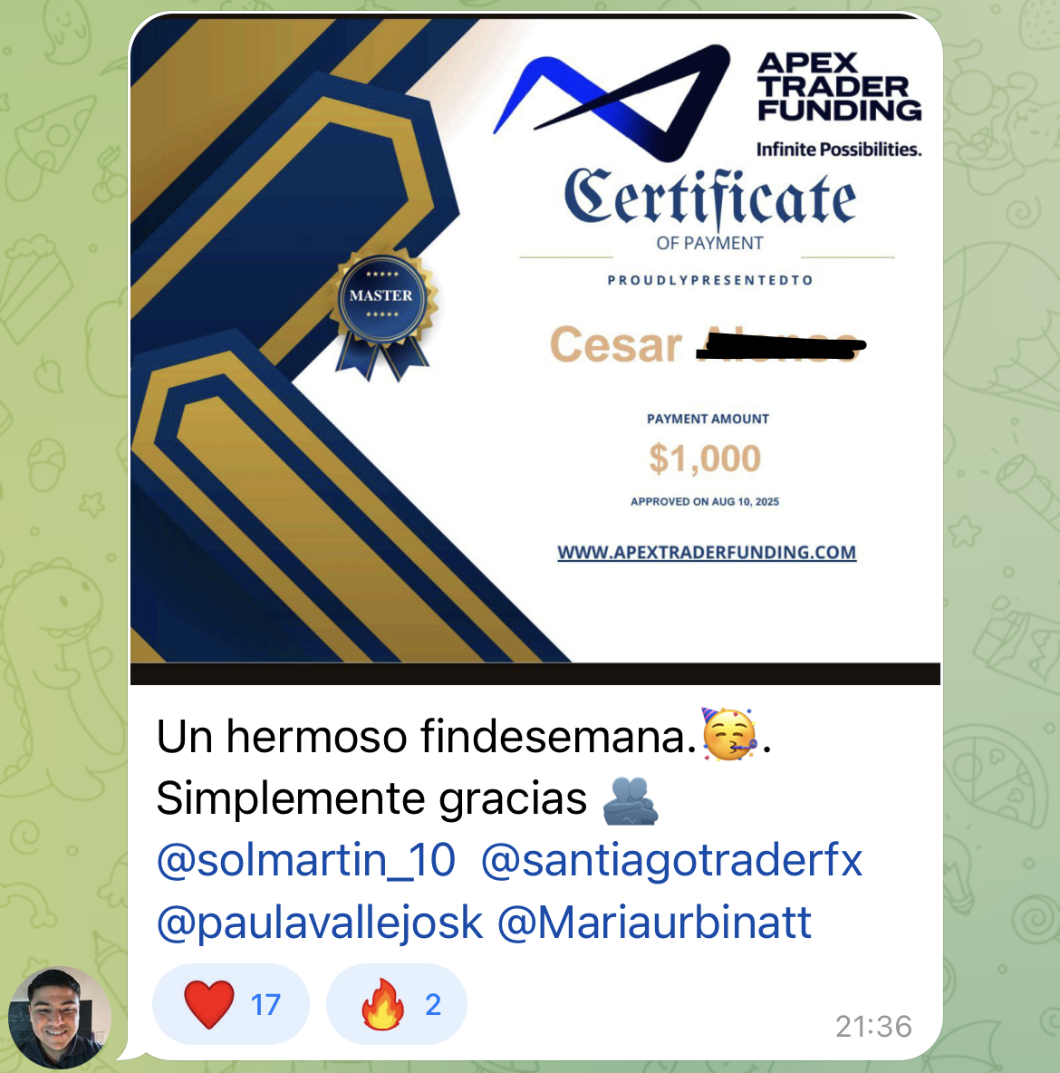 Proof of success 10